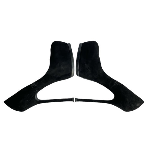 YSL YVES SAINT LAURENT Black Suede Tribtoo Tribute Platform Pumps, Size 37.5