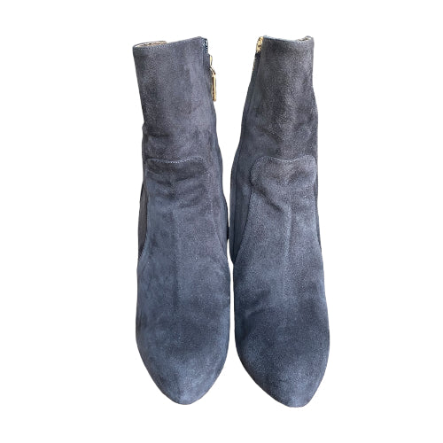 DOLCE&GABBANA Gray Suede Platform Ankle Boots, Size 40