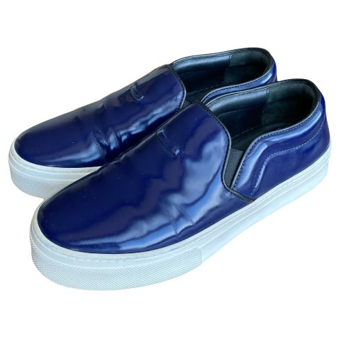 NEW CELINE Navy Patent Leather Slip On Sneakers, Size 36