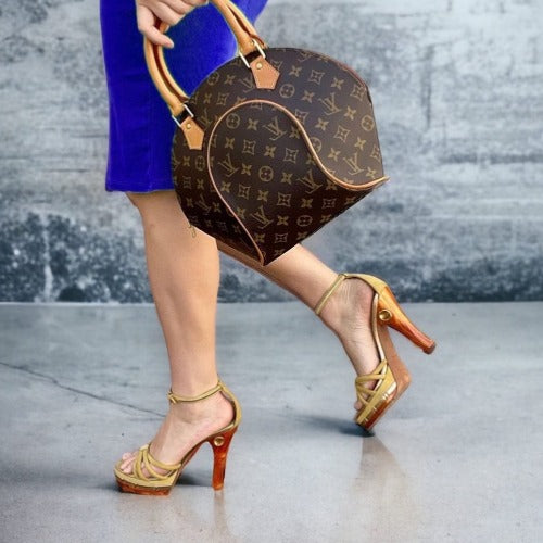 LOUIS VUITTON Yellow Suede Cleo/Pompeii Platform Ankle Strap Sandals, Size 37.5