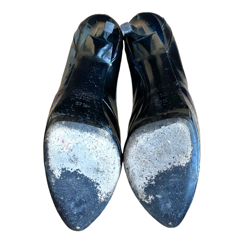 GUCCI Black Oil Slick Patent Leather Platform Pumps, Size 37.5