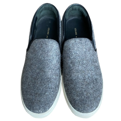 CELINE Slip On Sneakers Wool Heather Grey, Size 40