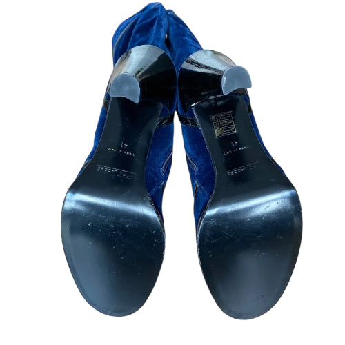 NEW MARC JACOBS Navy Velvet Knee High Boots, Size 41