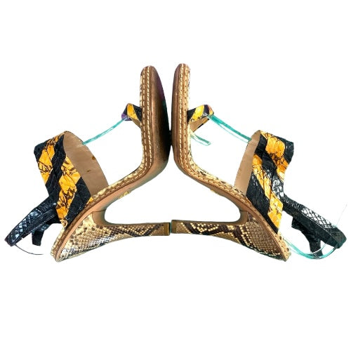PRADA Multicolor Python Leather Animal Print Strappy Sandals, Size 39.5