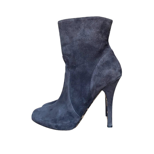 DOLCE&GABBANA Gray Suede Platform Ankle Boots, Size 40