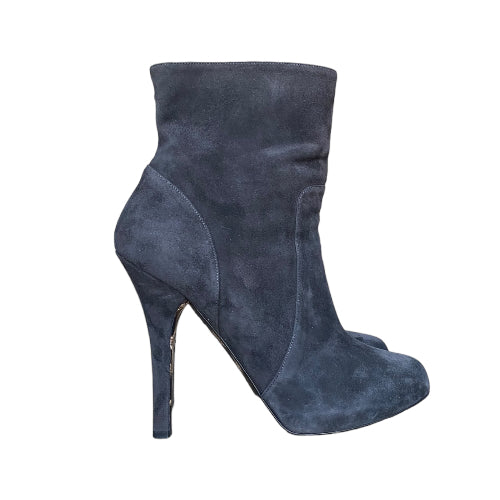 DOLCE&GABBANA Gray Suede Platform Ankle Boots, Size 40