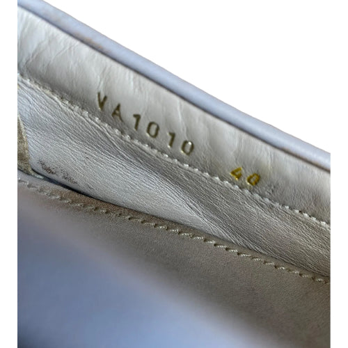 CHRISTIAN DIOR Cream & Purple Python Leather CD Logo Loafers, Size 40