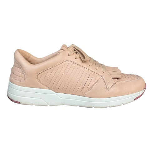 GUCCI Poudre Pink Trim Leather Fringe Lace Up Low Sneakers, Size 36.5