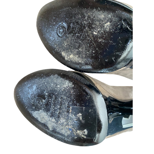 ALEXANDER MCQUEEN Gray Suede Ankle Strap Platform Horn Heel Pumps, Size 37