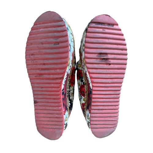 DOLCE & GABBANA Multicolor Floral Print Fabric Platform Espadrilles, Size 35