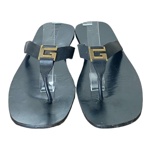 GUCCI Black GG Interlocking Flat Thong Sandals, Size 38