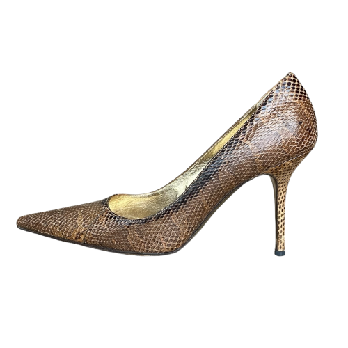 DOLCE & GABBANA Brown Python Leather Pointed Toe Pumps, Size 38