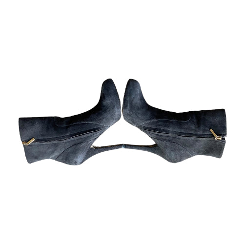 DOLCE&GABBANA Gray Suede Platform Ankle Boots, Size 40