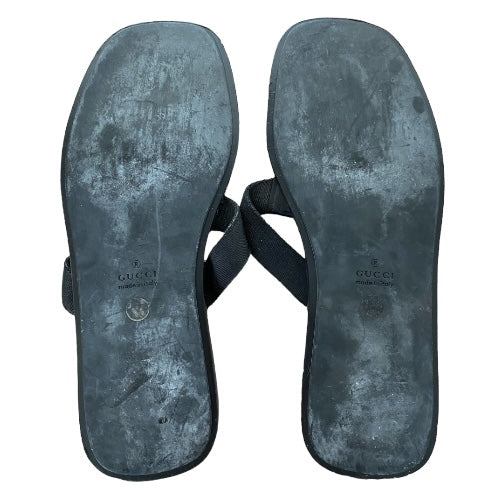 GUCCI Black GG Interlocking Flat Thong Sandals, Size 38