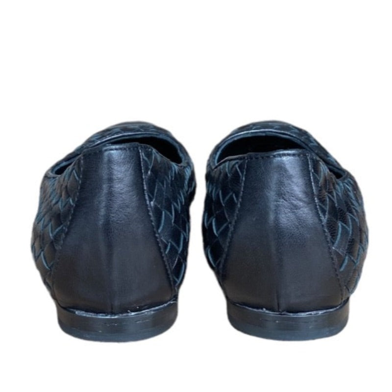 BOTTEGA VENETA Black Intrecciato Leather Flat Ballet Shoes, Size 36