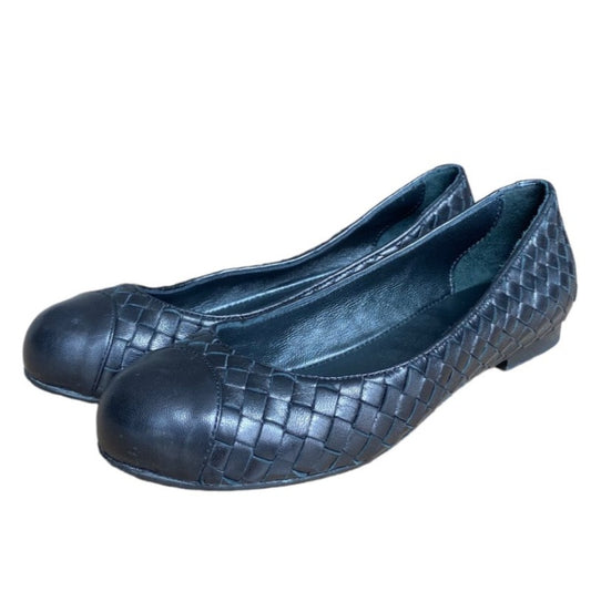 BOTTEGA VENETA Black Intrecciato Leather Flat Ballet Shoes, Size 36