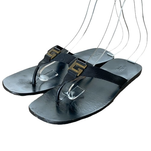 GUCCI Black GG Interlocking Flat Thong Sandals, Size 38