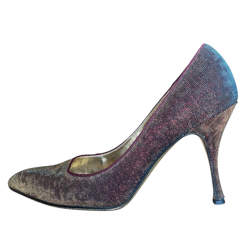 DOLCE & GABBANA Iridescent Fabric Multicolor Pointed Toe Pumps, Size 39