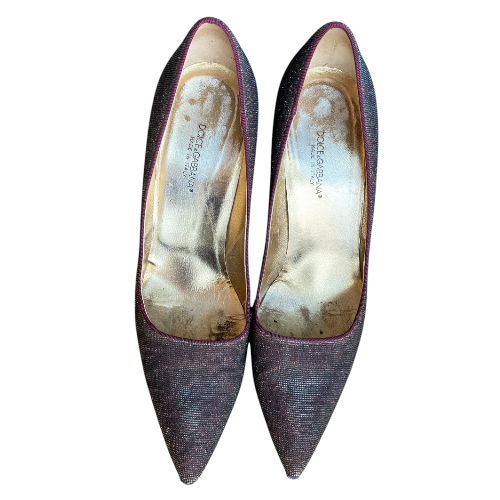 DOLCE & GABBANA Iridescent Fabric Multicolor Pointed Toe Pumps, Size 39