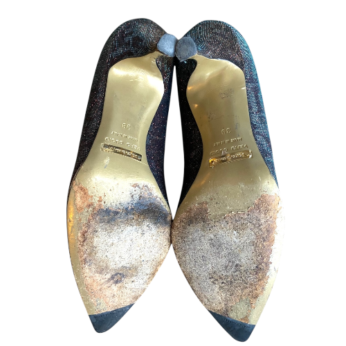 DOLCE & GABBANA Iridescent Fabric Multicolor Pointed Toe Pumps, Size 39