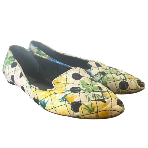 DOLCE & GABBANA Multicolor Floral & Polka Dot Fabric Ballet Flats, Size 36