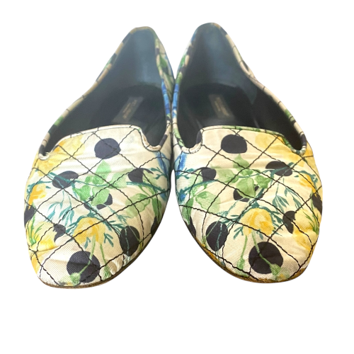 DOLCE & GABBANA Multicolor Floral & Polka Dot Fabric Ballet Flats, Size 36