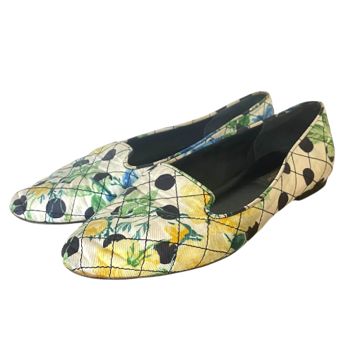 DOLCE & GABBANA Multicolor Floral & Polka Dot Fabric Ballet Flats, Size 36