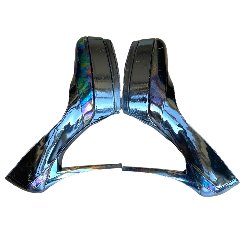 GUCCI Black Oil Slick Patent Leather Platform Pumps, Size 37.5