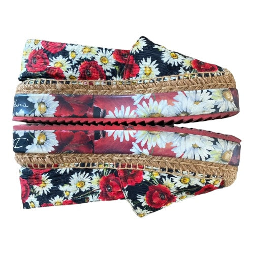 DOLCE & GABBANA Multicolor Floral Print Fabric Platform Espadrilles, Size 35