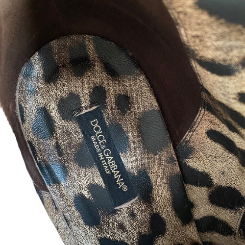 DOLCE&GABBANA Gray Suede Platform Ankle Boots, Size 40