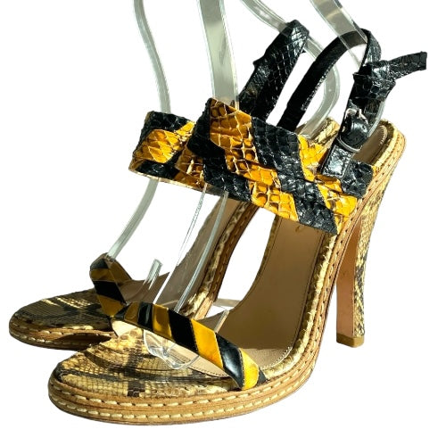 PRADA Multicolor Python Leather Animal Print Strappy Sandals, Size 39.5