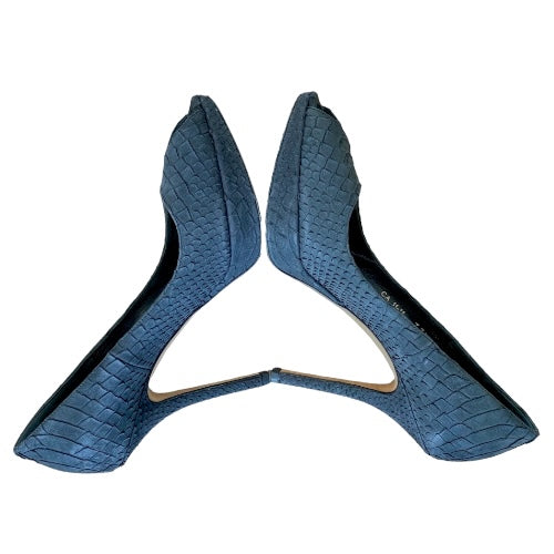 CHRISTIAN DIOR Miss Dior Black Python Leather Peep Toe Pumps, Size 37.5