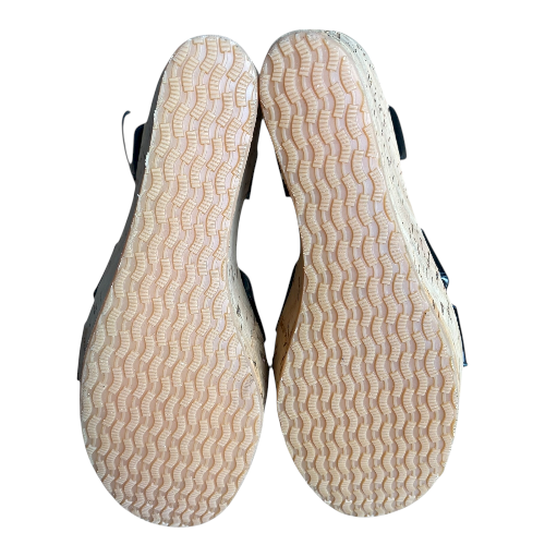 FENDI Black Patent Leather Strappy T-Strap Cork Wedge Sandals, Size 38