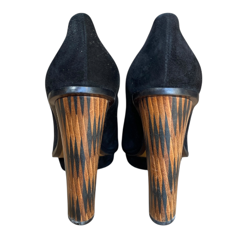 FENDI Black Suede Platform Pumps, Size 39
