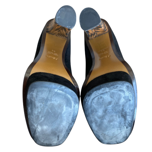 FENDI Black Suede Platform Pumps, Size 39