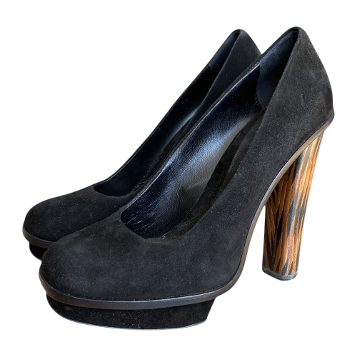 FENDI Black Suede Platform Pumps, Size 39