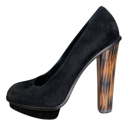 FENDI Black Suede Platform Pumps, Size 39