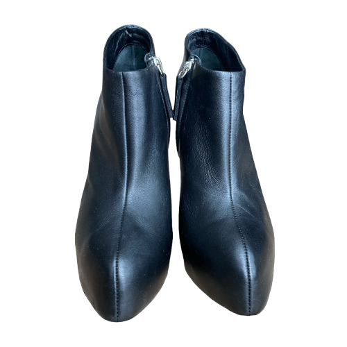 GIUSEPPE ZANOTTI Black Leather Pointed Toe Platform Ankle Boots, Size 37