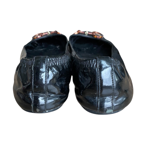 GUCCI Black Patent Leather Horsebit Ballerina Flats, Size 38