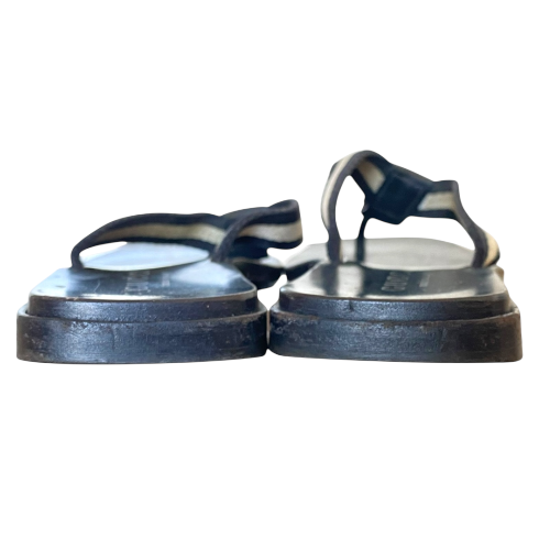 GUCCI Black & White GG Interlocking Flat Thong Sandals, Size 38 C
