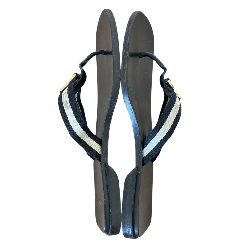 GUCCI Black & White GG Interlocking Flat Thong Sandals, Size 38 C