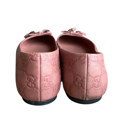 GUCCI Pink Leather GG Monogram Bamboo Tassel Ballet Flats, Size 36