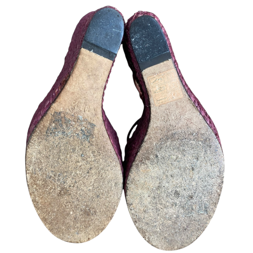 GUCCI Pink Suede Strappy Espadrille Wedge Sandals, Size 38