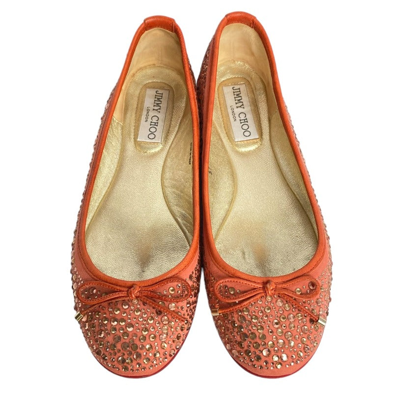 JIMMY CHOO Coral Crystal Embellished Suede Weber Ballet Flats, Size 37