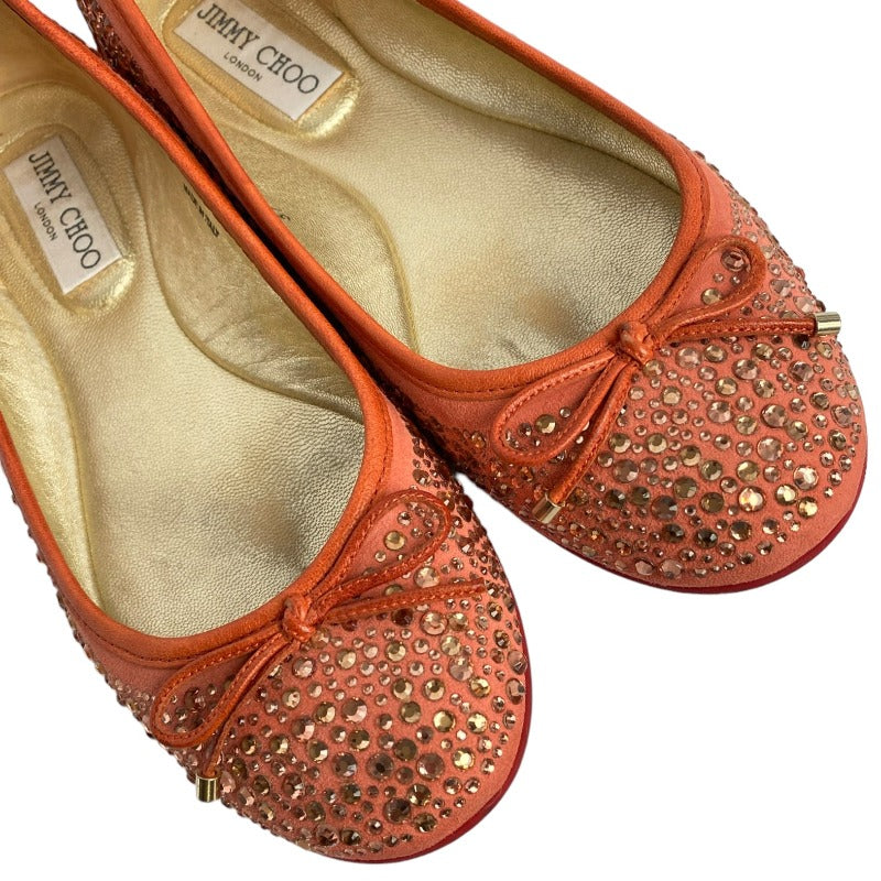 JIMMY CHOO Coral Crystal Embellished Suede Weber Ballet Flats, Size 37