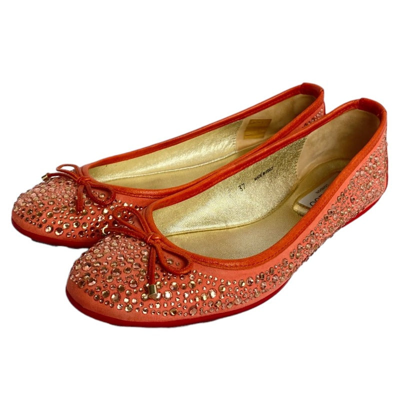 JIMMY CHOO Coral Crystal Embellished Suede Weber Ballet Flats, Size 37