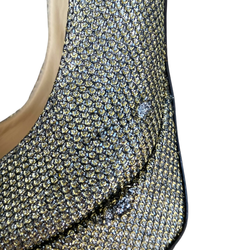 JIMMY CHOO Dahlia Gold/Silver Glitter Fabric Platform Pumps Size 38.5
