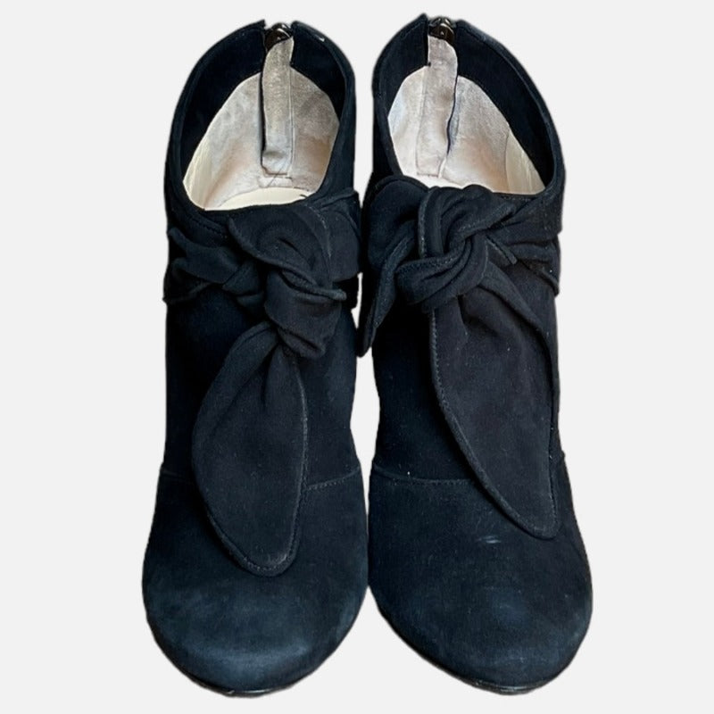 JIMMY CHOO Erica Black Suede Bow Detail Ankle Booties, Size 36
