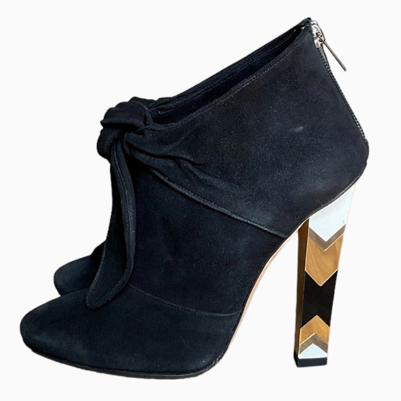 JIMMY CHOO Erica Black Suede Bow Detail Ankle Booties, Size 36