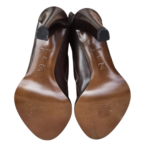 NEW LOUIS VUITTON Brown Leather Mini Lin Jodie Monogram Ankle Boots, Size 40